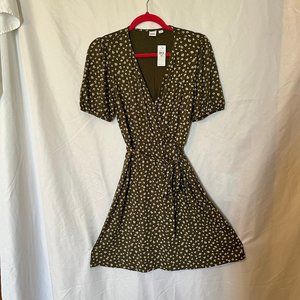 NWT GAP Olive Green Floral Dress Size XS